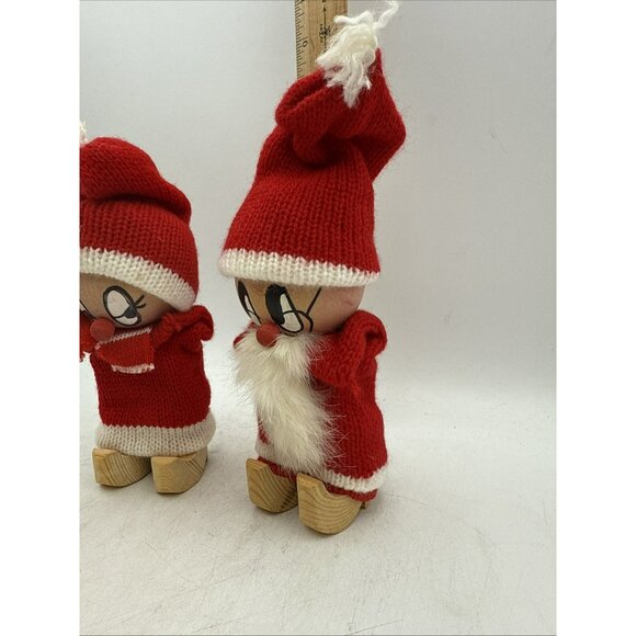 Swedish Tomte Santa Christmas Elf Red With Glasses Scandinavian Set Of 2 - Picture 2 of 8